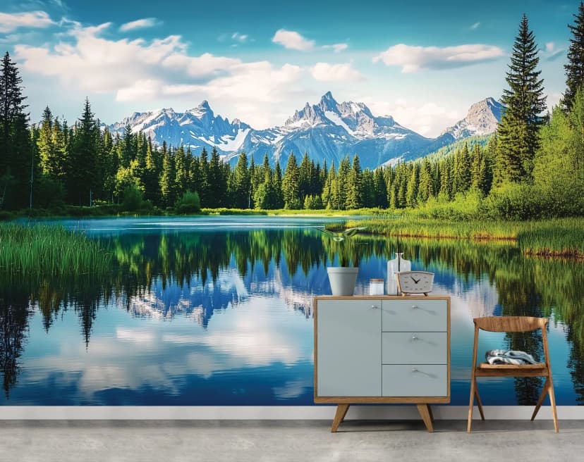 Fototapete See Gebirge Wald Natur VLIES TAPETE XXL + KLEISTER 268