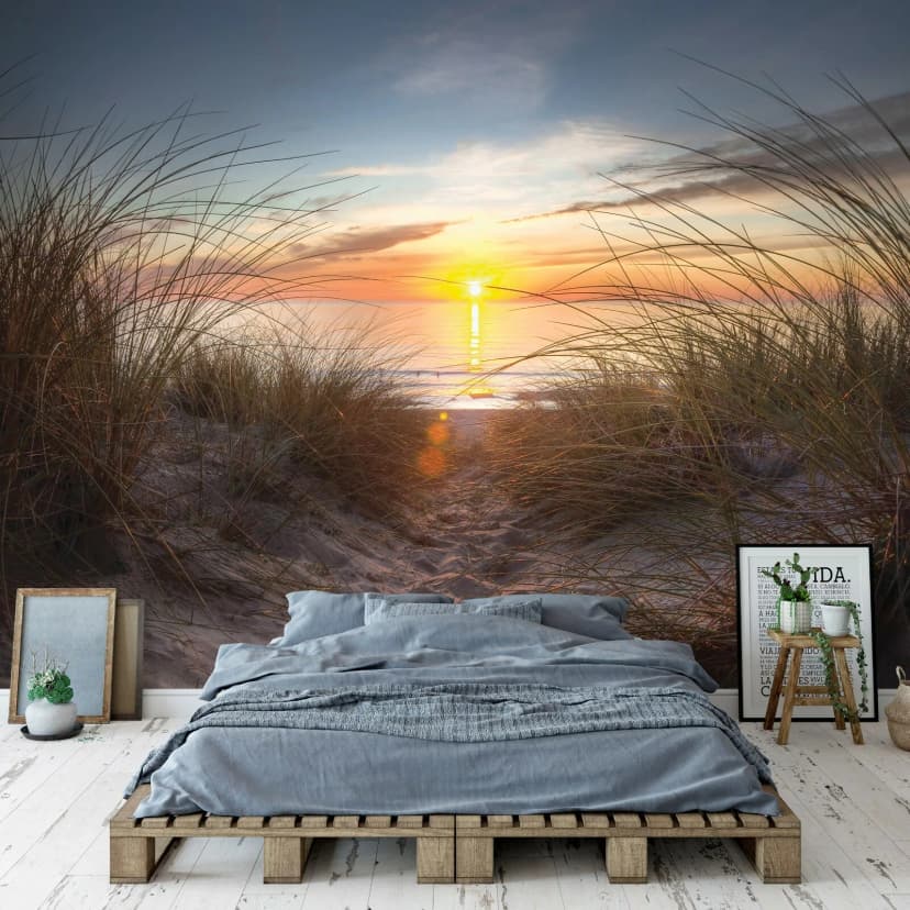 Vlies Fototapete Ostsee Strand Meer 3D EFFEKT Dünen Sonnenuntergang TAPETE XXL