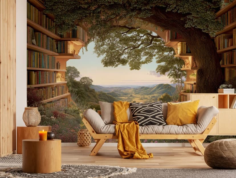 Fototapete Tunnel Natur Bücher Grün Wiese VLIES TAPETE XXL + KLEISTER 579