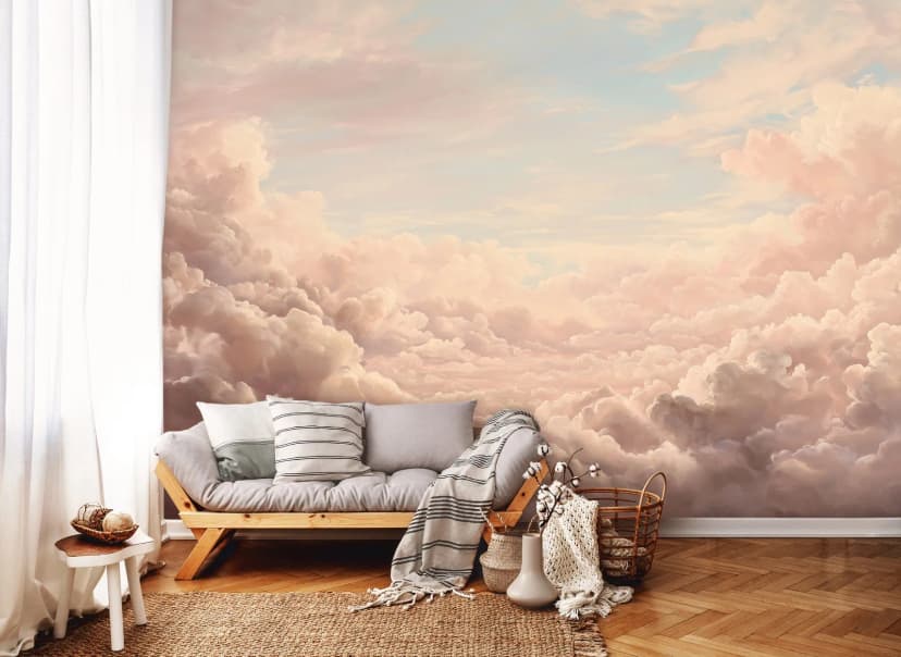 Fototapete Wolken Beige Blau Himmel Natur VLIES TAPETE XXL + KLEISTER 537