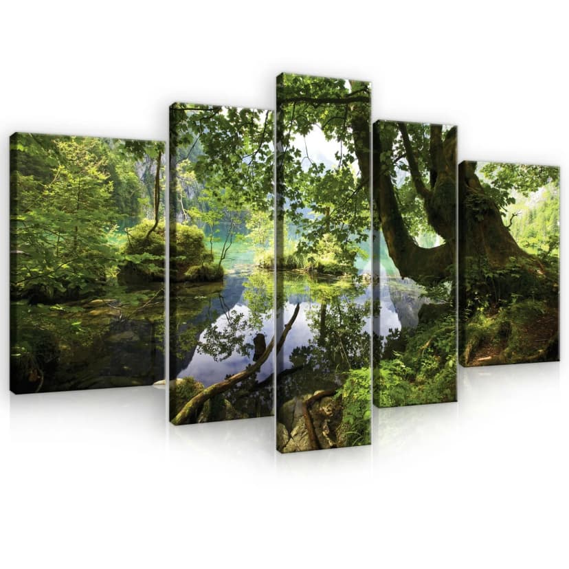 Leinwand Bilder Wandbilder SET 5 teilig Natur Wald Landschaft Wohnzimmer 106