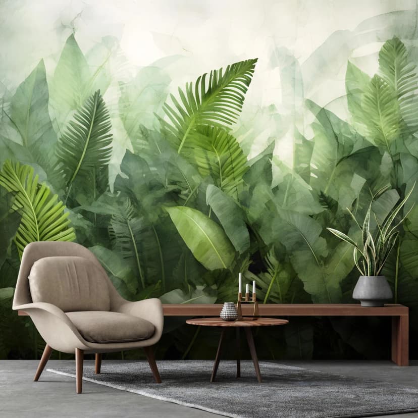Fototapete Blätter grün Pflanzen Natur Wohnzimmer VLIES TAPETE XXL + KLEISTER