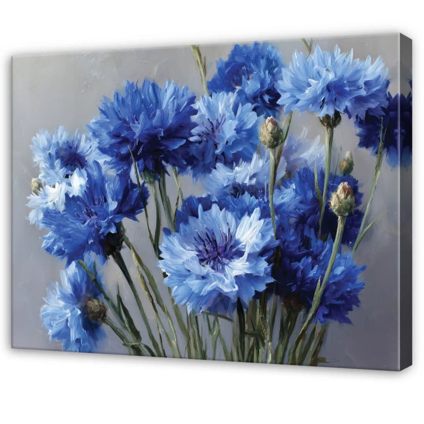 Leinwand Blumen Blau Grau Natur Wandbilder Groß Leinwandbild Wanddeko 209