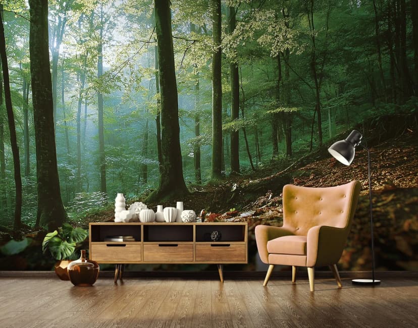 Fototapete Wald Natur Grün 3D Effekt Wohnzimmer VLIES TAPETE XXL + KLEISTER 334