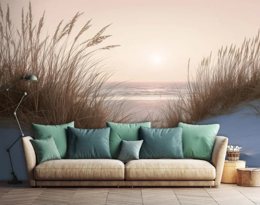 Fototapete Strand Natur Ozean Sonne Gras Sand VLIES TAPETE XXL + KLEISTER 444