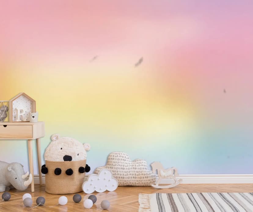 Fototapete Kinderzimmer Regenbogen Blau Rosa VLIES TAPETE XXL + KLEISTER 393