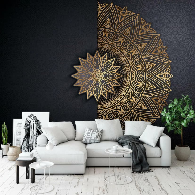 Vlies Fototapete Mandala Orient Ornament Braun Wohnzimmer Tapete Wandtapete XXL