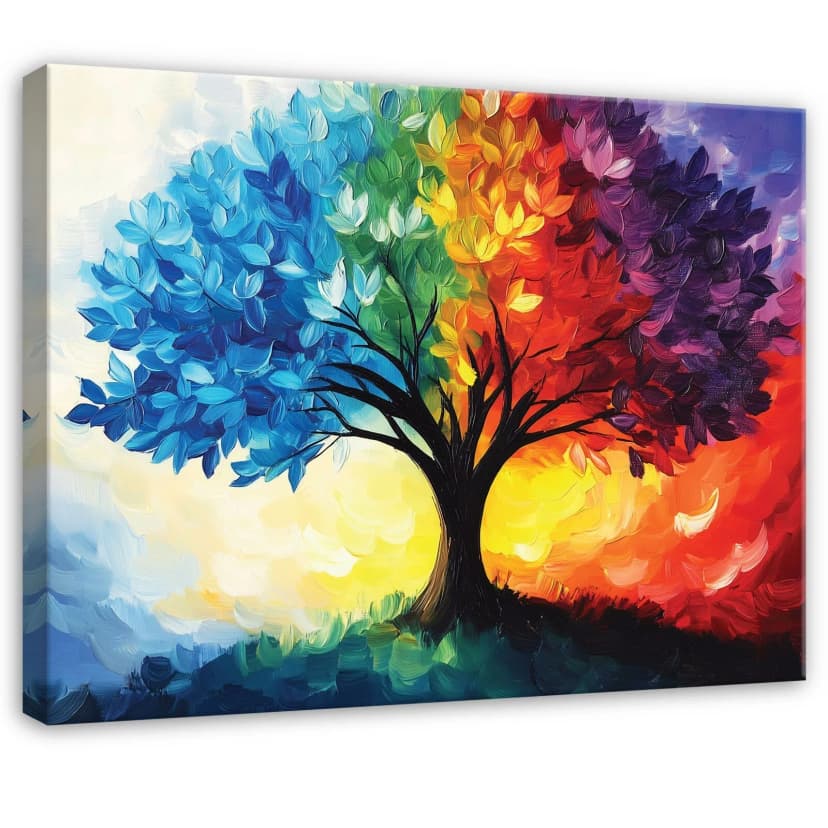 Leinwand Bilder Abstrakt Baum Bunt Wandbilder XXL Groß Leinwandbild Wanddeko 34