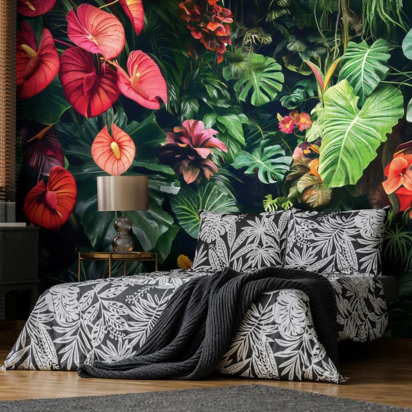 Fototapete Blätter 3D Dschungel Natur Grün Wohnzimmer VLIES TAPETE + KLEISTER
