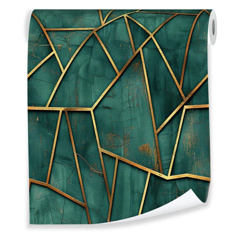 Vliestapete Grün Art Deco Geometrisch Wohnzimmer VLIES TAPETE XXL + KLEISTER
