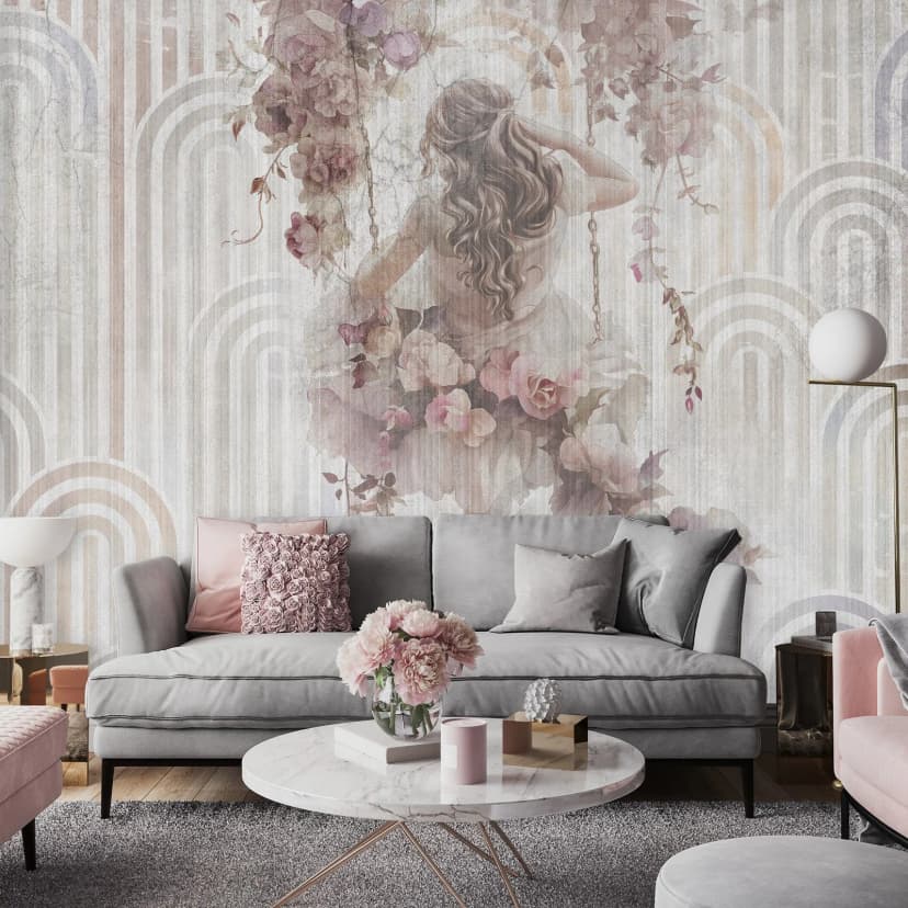 Fototapete Frau Blumen Struktur Wohnzimmer Schlafzimmer VLIES TAPETE XXL 174