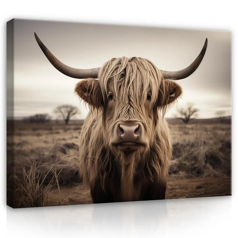 Leinwand Bilder Schottisches Hochlandrind Wohnzimmer Leinwandbild Wandbilder XXL