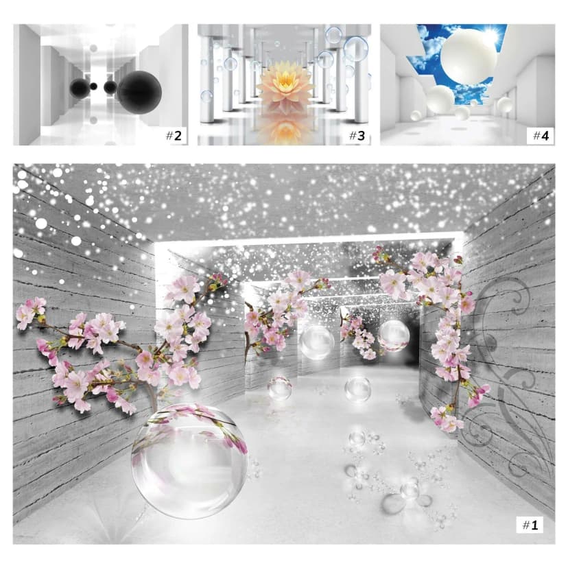 Vlies Fototapete 3D EFFEKT Abstrakt Magischer Tunnel Ausblick Blumen Wohnzimmer