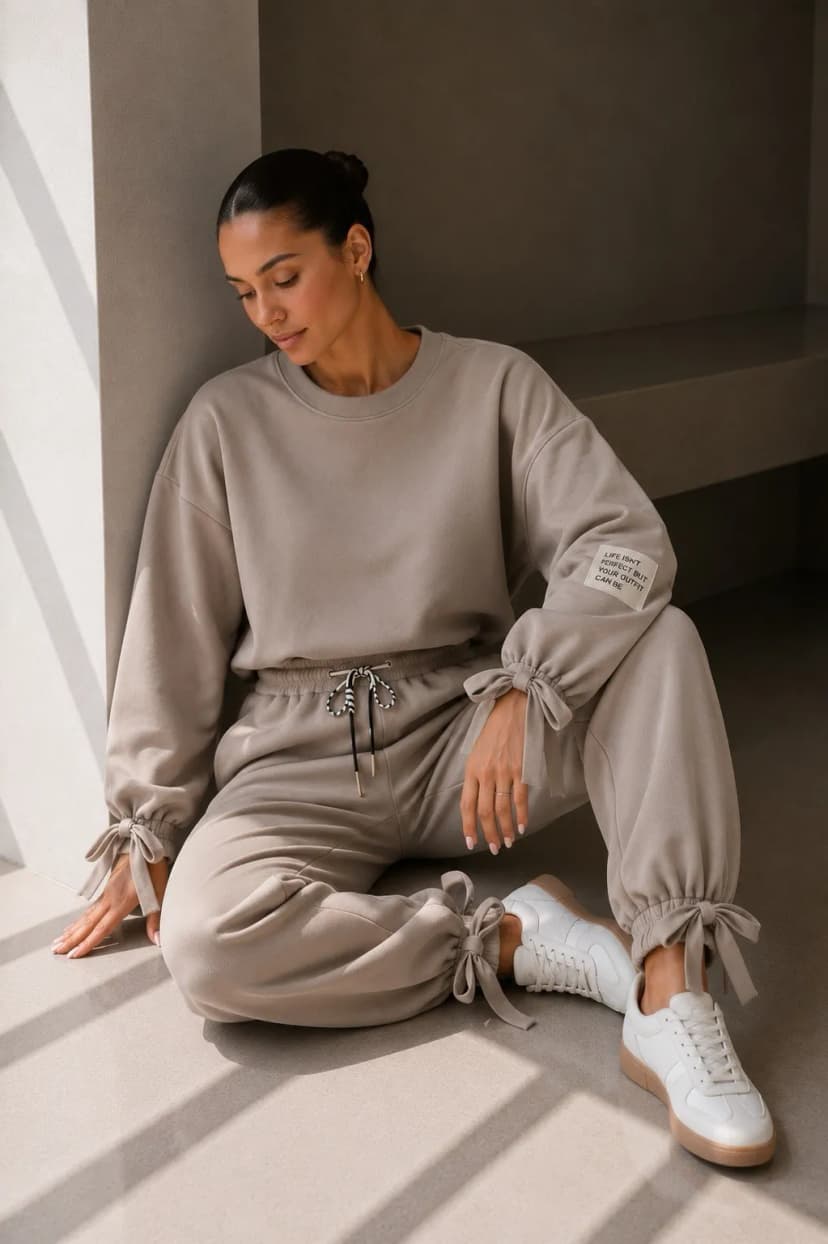 Damen-Freizeitanzug – Zweiteiliges Set „Butter Soft“ Loungewear mit Bindungen