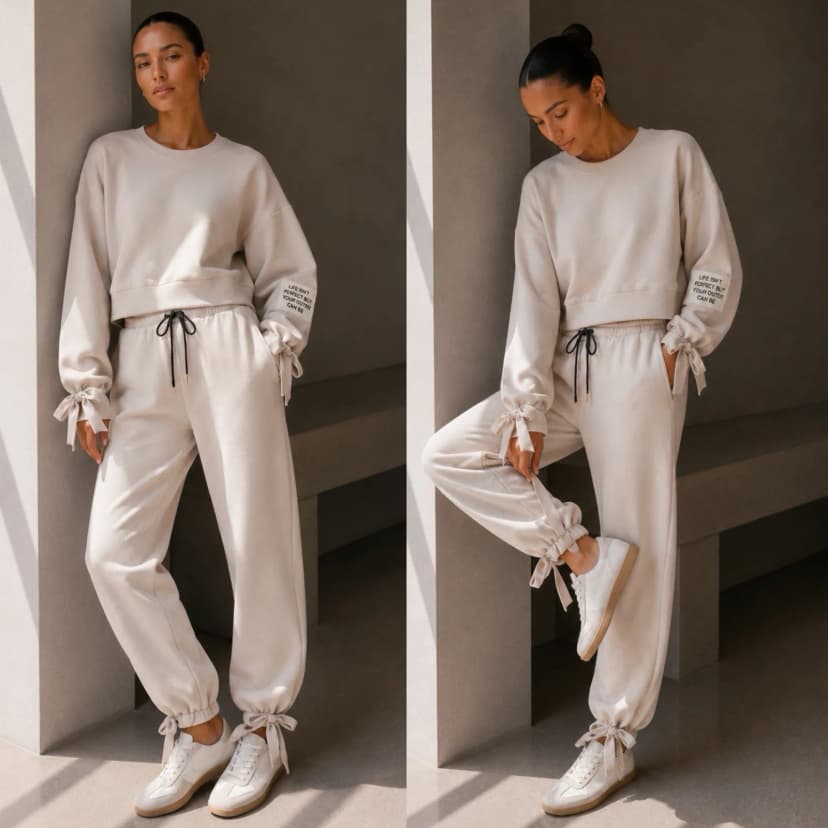 Damen-Freizeitanzug – Zweiteiliges Set „Butter Soft“ Loungewear mit Bindungen