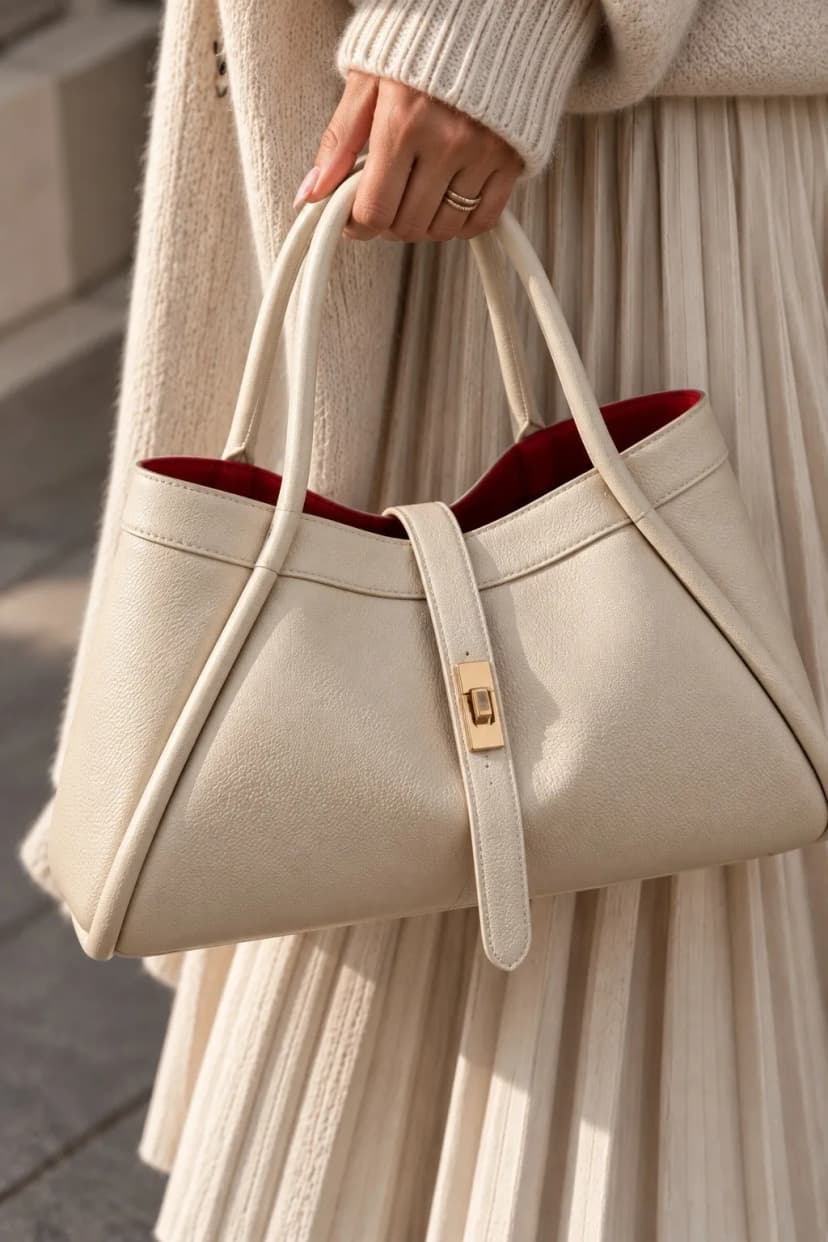 Maxi Ledertasche Damen aus geprägtem Leder - Made in Italy Beige