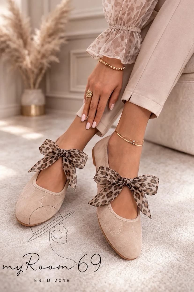 Damen Ballerinnas mit Schleife und Leder Sohle Gr. 39