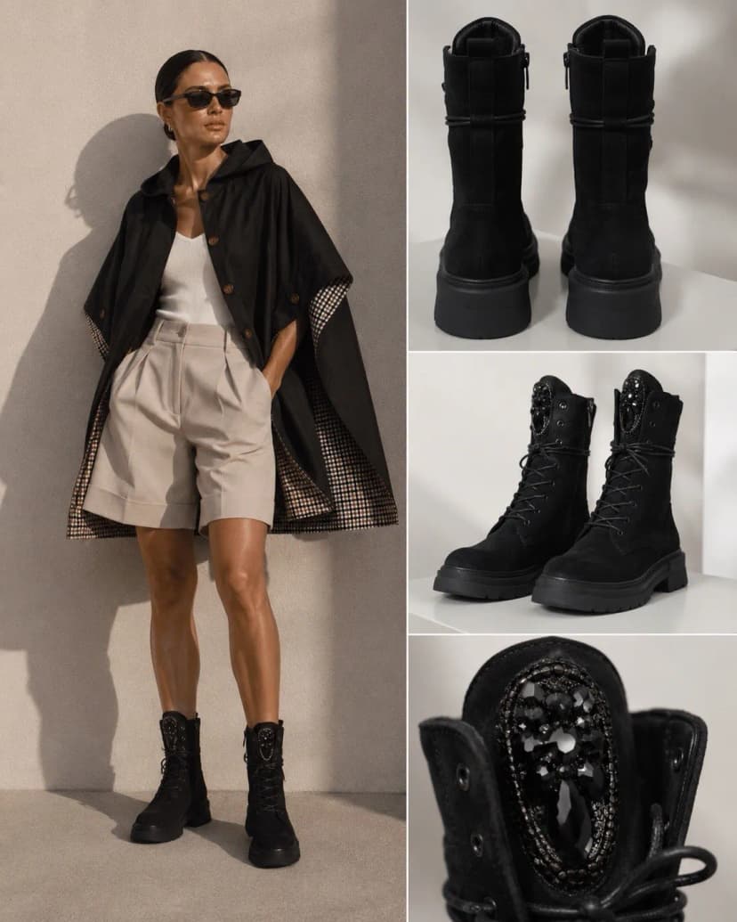 Damen Stiefelette , Schnürstiefeletten mit Zierstein auf der Zunge , Schwarz 36