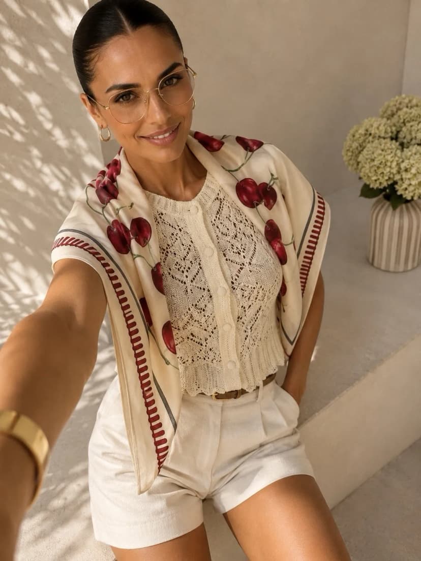 Ajour Strickjacke Damen Spitze Cardigan Sommer Elegant Boho Ecru Italien