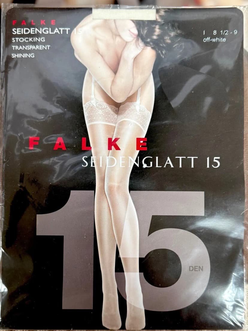 FALKE SEIDENGLATT 15 Strumpf Transparent Glänzend Größe I Weiß