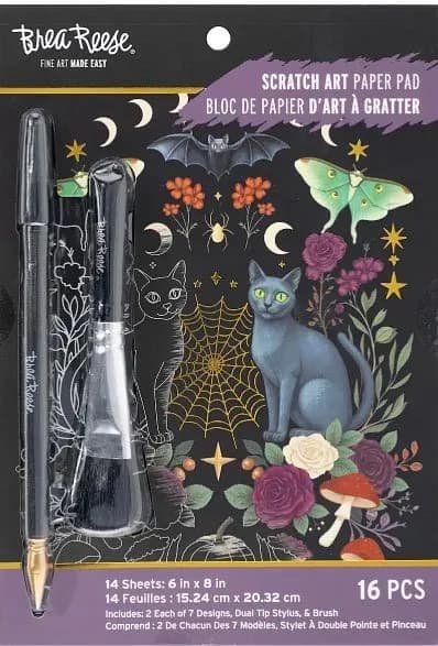 Brea Reese MOONLIT MAGIC Scratch Art Papier Block 6" x 8" Halloween NEU