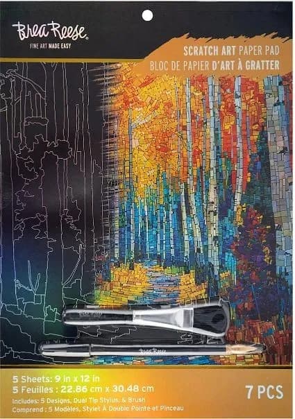 Brea Reese HERBST MOSAIK Scratch Kunst Papier Block 9" x 12" NEU