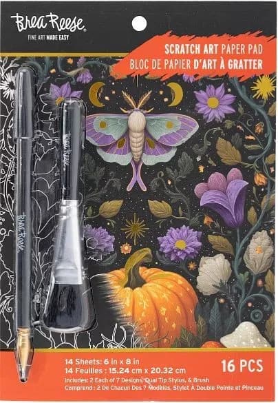 Brea Reese MYSTISCHER GARTEN Scratch Art Papier Block 6" x 8" Halloween NEU