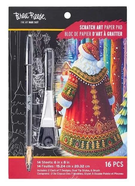 Brea Reese ST. NICK Scratch Kunst Papier Block 6" x 8" Weihnachten NEU