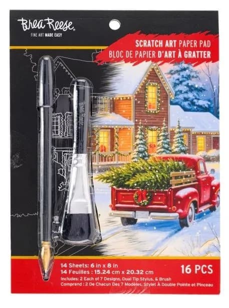 Brea Reese BARNYARD HOLIDAY Scratch Art Papier Block 6" x 8" Weihnachten NEU