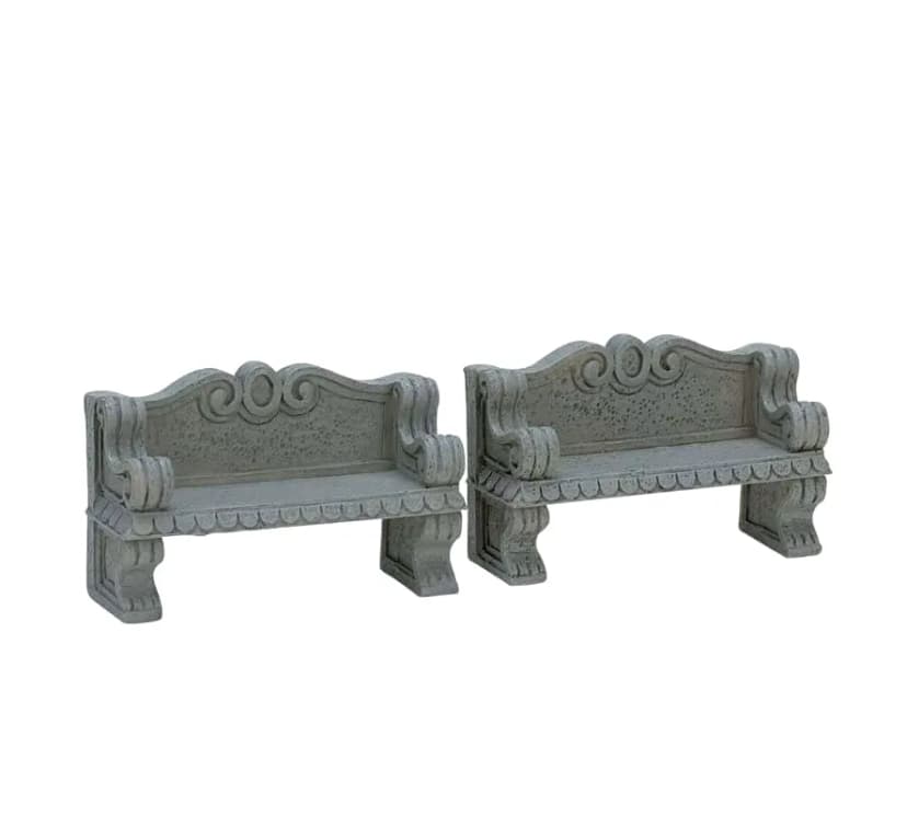 Lemax STONE BENCH 2er Set #74612 Weihnachtsdorf Figuren 2007 NEU