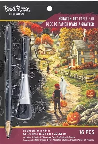 Brea Reese HOMETOWN HALLOWEEN Scratch Art Papier Block 6" x 8"