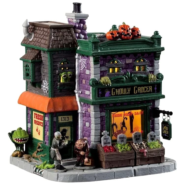 Lemax GHOULY GROCER # 95458 Spooky Town beleuchtetes Gebäude NEU