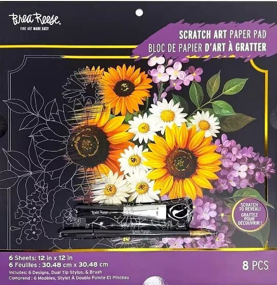 Brea Reese FLORAL Scratch Art Papier Block 12" x 12" NEU