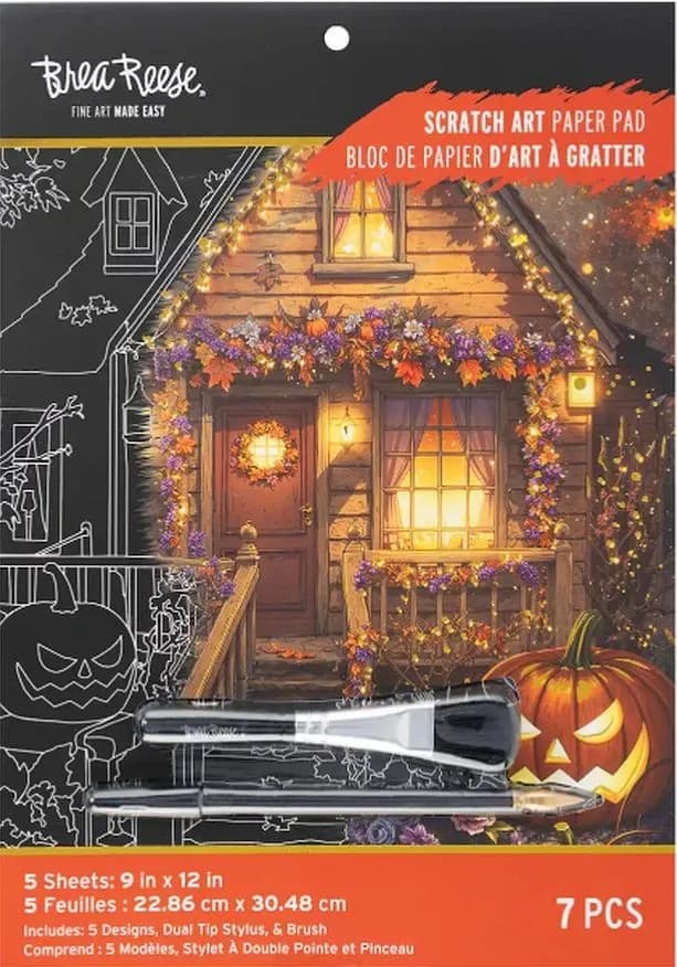 Brea Reese SMALLTOWN HALLOWEEN Scratch Art Papier Block 9" x 12" NEU