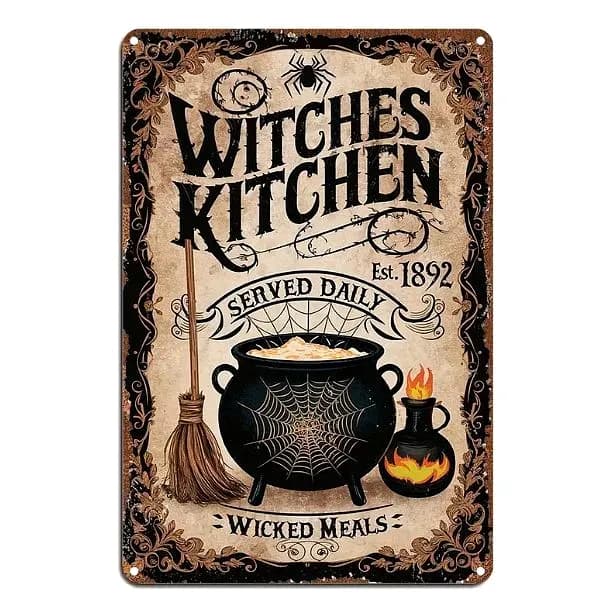 Blechschild HEXENKÜCHE 12" Wanddeko Halloween NEU
