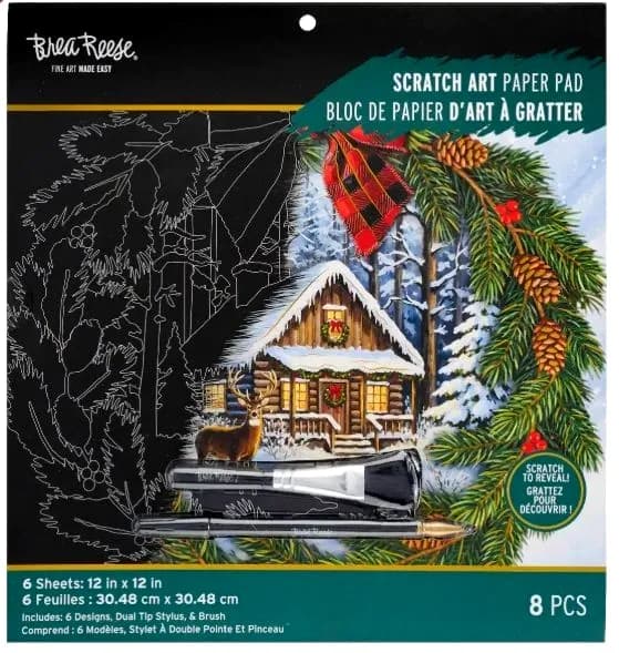 Brea Reese FROSTY FOREST Scratch Art Papier Block 12" x 12" Weihnachten NEU