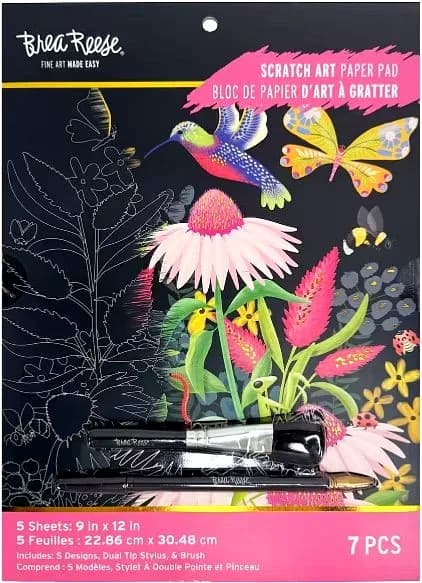Brea Reese BOTANISCHE BLÜTEN Scratch Kunst Papier Block 9" x 12" NEU