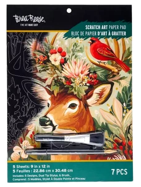 Brea Reese FEIERTAGE BLUMENTIERE Scratch Art Papier Block 9" x 12"