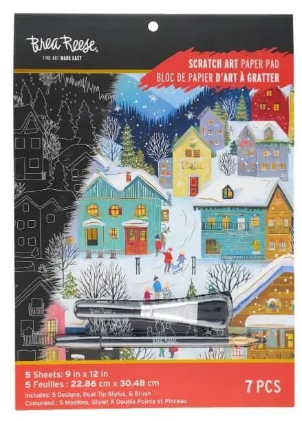 Brea Reese RESORT TOWN Scratch Kunst Papier Block 9" x 12" Weihnachten NEU