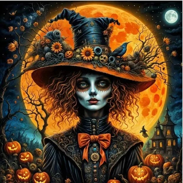 Gothic Hexe Diamond Painting Kit Zum Selbermachen 11,8" x 11,8" Vollbohrer