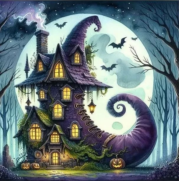 HEXENSTIEFEL HAUS Diamond Painting Kit 15,7" x 15,7" Vollbohrer Halloween Neu