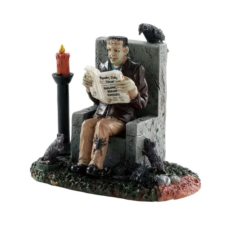 Lemax MONSTER READING SPOOKY NEWS # 82570 Halloween Figurine NEU