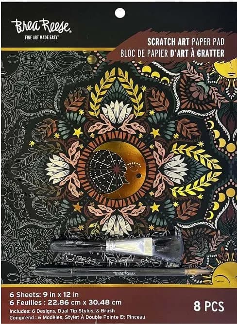 Brea Reese MOND & SONNE Scratch Kunstpapier Block 9" x 12" NEU