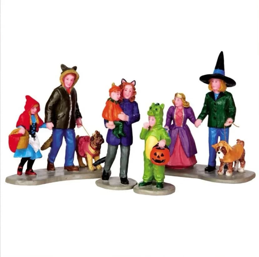 Lemax TRICK OR TREAT FUN 4er Set # 42217 Halloween Spooky Town Village NEU