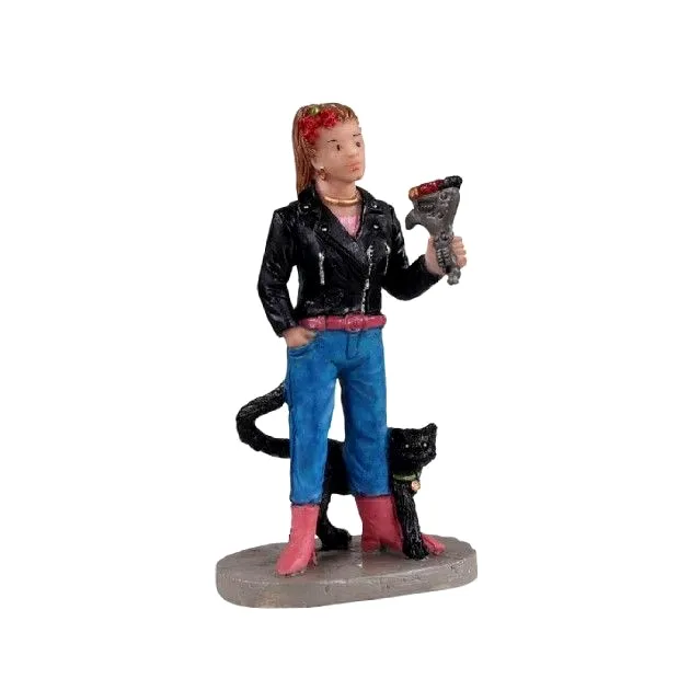 Lemax TATTOO KATARINA & CAT # 12045 Halloween Spooky Town Village Figur NEU