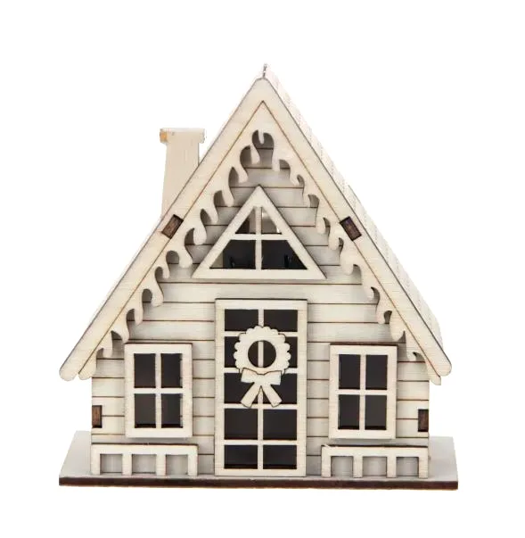A-FRAME HOUSE DIY LED Holz Dorf von Make Market 3,75" fertig zum Bemalen NEU