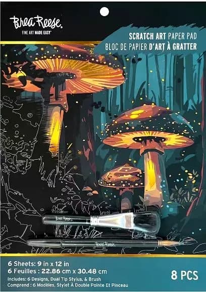 Brea Reese MAGICAL WOODLAND NIGHT Scratch Art Papier Block 9" x 12" NEU