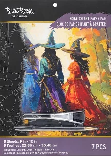 Brea Reese Hexenwald Scratch Kunst Papier Block 9" x 12" Halloween NEU