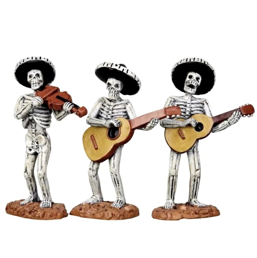 Lemax SKELETON MARIACHI BAND, SET OF 3 # 12884 Halloween Spooky Town Village NEU