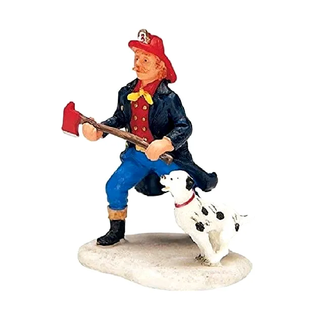 Lemax FEUERWEHRMANN & DALMATINER #32751 Weihnachtsdorf Figur Zubehör 2003 NEU-